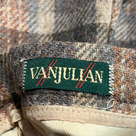 Vintage 80s Cashmere Camel Blazer Grey Plaid Midi Skirt Suit size 6 Van Julian - Picture 5 of 16